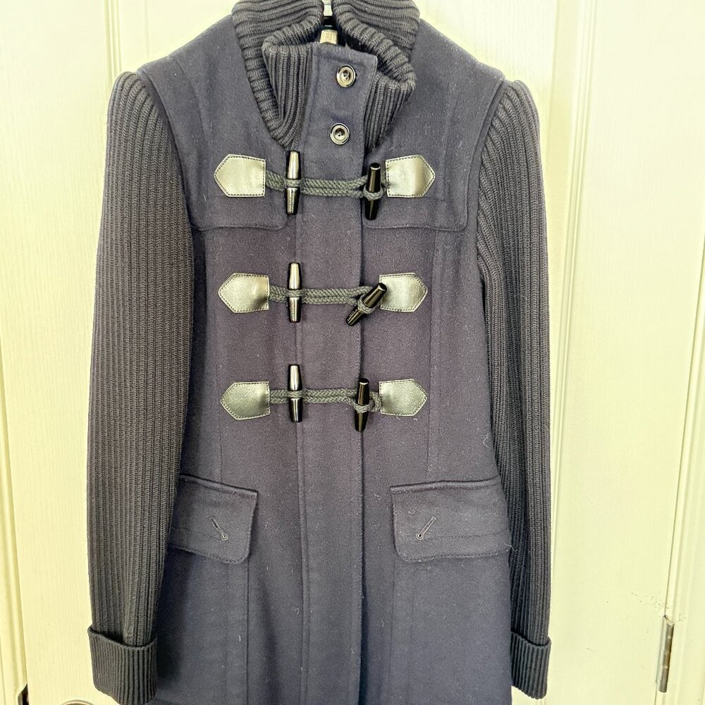 $1795 Authentic BURBERRY BRIT Women's Navy Blue 100% Wool Long Coat Sz.6